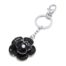 Porte-Cles-Bijou-de-Sac-Fleur-Email-Noir-Metal-Argente-et-Strass