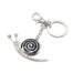 Porte-Cles-Bijou-de-Sac-Escargot-Email-Noir-Metal-Argente-et-Strass