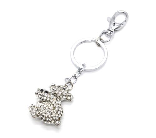 Porte-Cles-Bijou-de-Sac-Koala-avec-Bebe-Metal-Argente-et-Strass