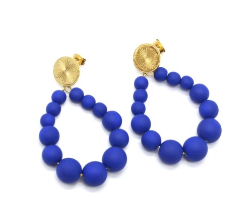 Boucles-dOreilles-Medaille-Acier-Dore-et-Goutte-Petites-Perles-Bleu-Marine-Mat
