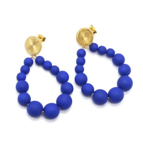 Boucles-dOreilles-Medaille-Acier-Dore-et-Goutte-Petites-Perles-Bleu-Marine-Mat