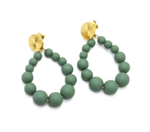 Boucles-dOreilles-Medaille-Acier-Dore-et-Goutte-Petites-Perles-Vert-Fonce-Mat