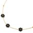 Collier-Chaine-Billes-Pendentif-3-Fleurs-Pierres-Noires-et-Acier-Dore