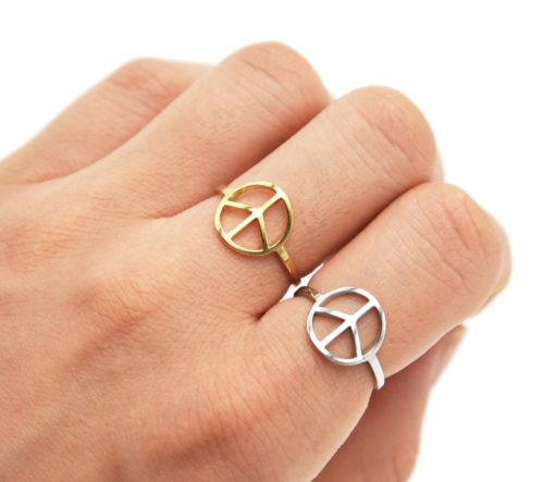 Bague-avec-Peace-Love-Contour-Acier