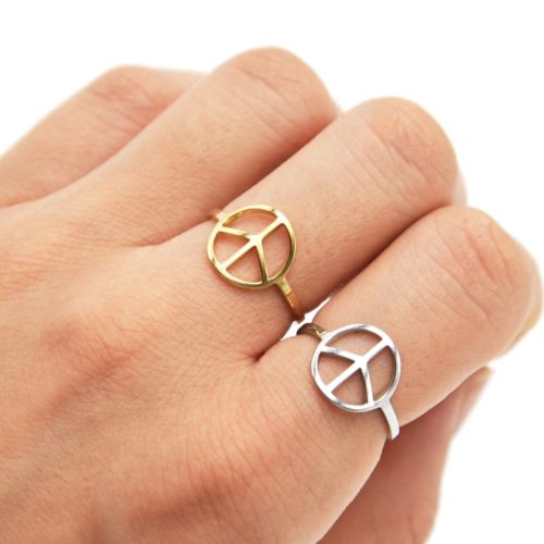 Bague-avec-Peace-Love-Contour-Acier