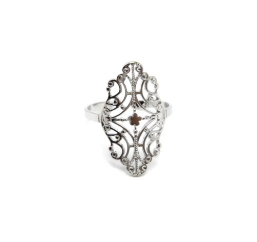 Bague-Medaille-Motif-Ajoure-Arabesques-et-Fleur-Acier-Argente