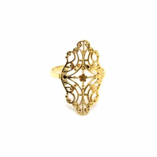 Bague-Medaille-Motif-Ajoure-Arabesques-et-Fleur-Acier-Dore