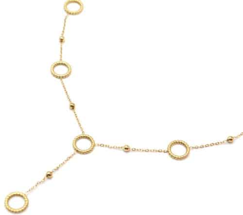 Collier-Chaine-Y-avec-Cercles-et-Billes-Acier-Dore