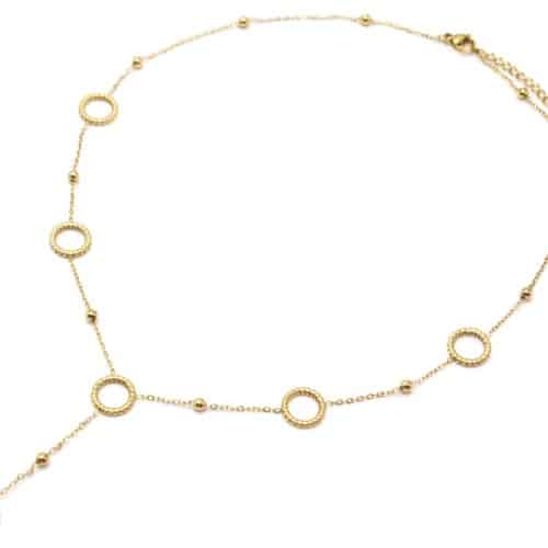 Collier-Chaine-Y-avec-Cercles-et-Billes-Acier-Dore