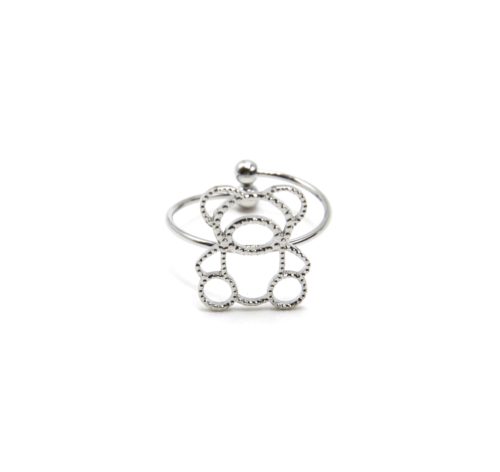 Bague-avec-Ourson-Contour-Points-Acier-Argente