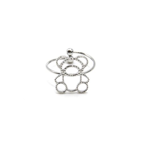 Bague-avec-Ourson-Contour-Points-Acier-Argente