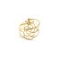 Bague-avec-Fleur-Petales-Contour-Points-Acier-Dore