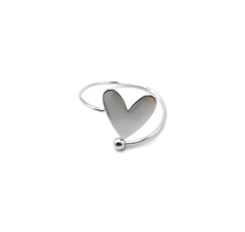 Bague-Anneau-avec-Coeur-et-Bille-Acier-Argente