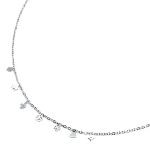 Collier-Fine-Chaine-avec-Pampilles-Assorties-Acier-Argente