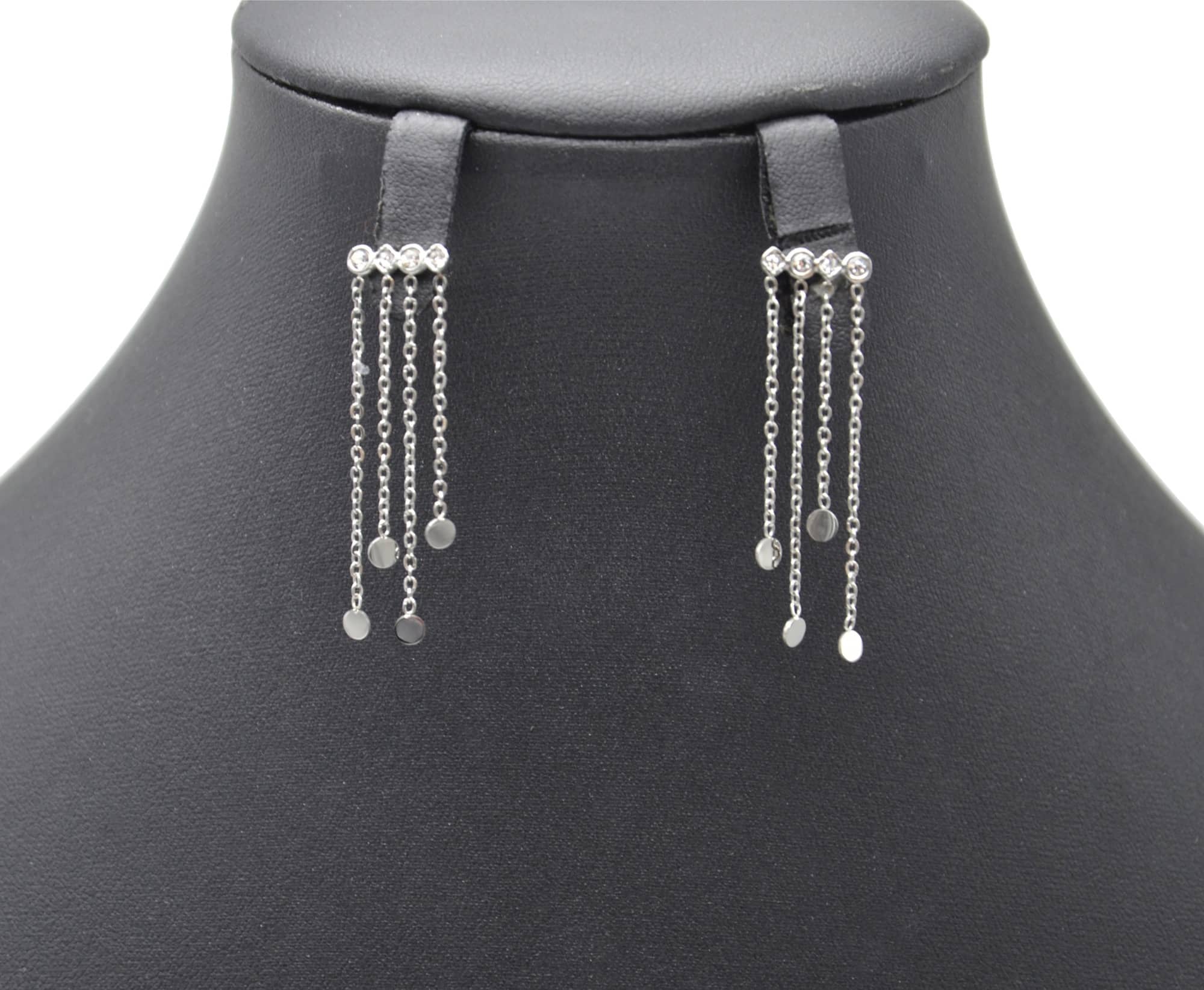 Boucles-dOreilles-Multi-Strass-et-Chaines-Pampilles-Acier-Argente