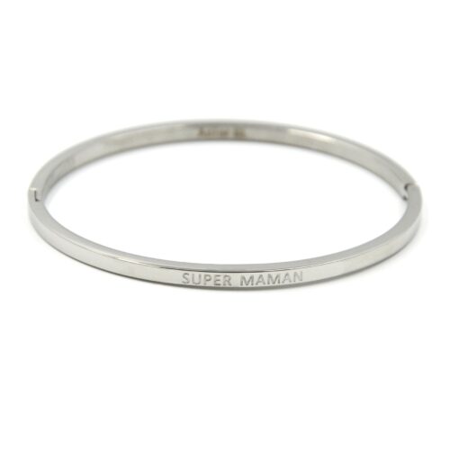 Bracelet-Jonc-Fin-Acier-Argente-avec-Message-Super-Maman