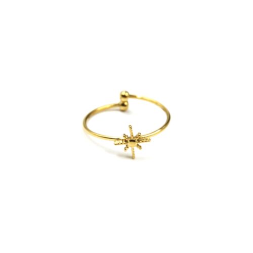 Bague-Anneau-avec-Etoile-Polaire-Acier-Dore