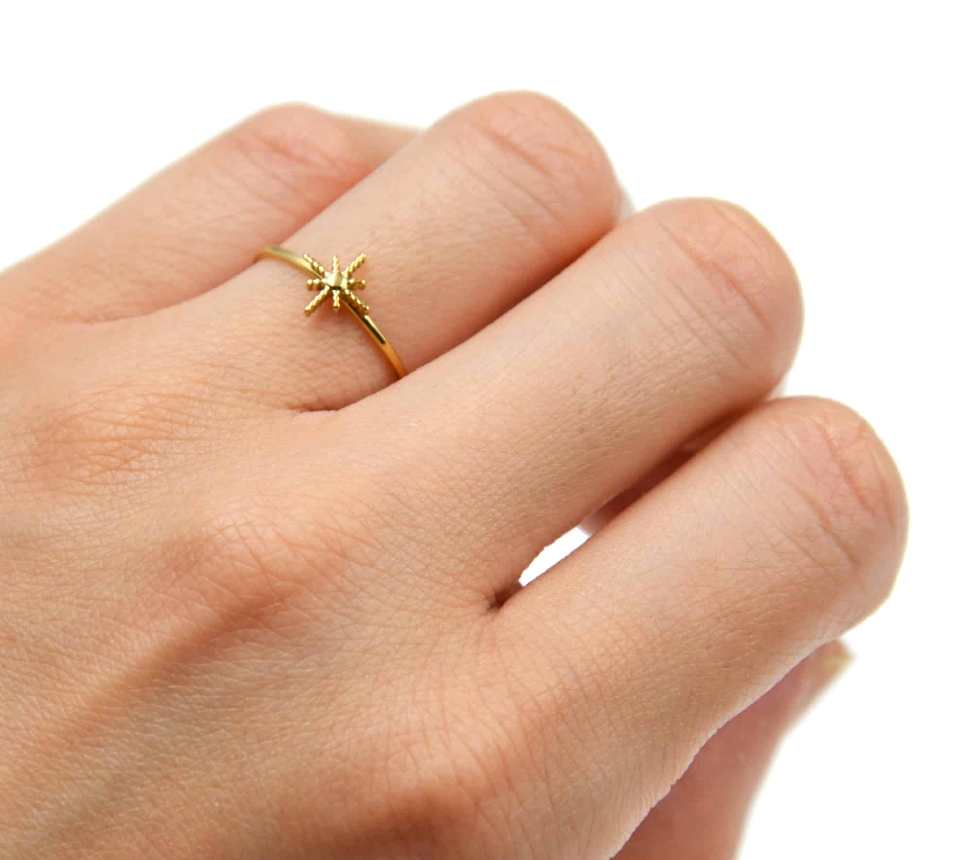 Bague-Anneau-avec-Etoile-Polaire-Acier-Dore