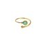 Bague-Anneau-Ouvert-avec-Billes-et-Pierre-Verte-Contour-Acier-Dore