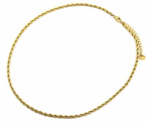 Collier-Chaine-Multi-Anneau-Torsades-Acier-Dore