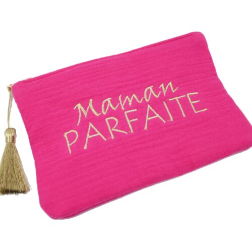 Trousse-Pochette-Gaze-Coton-Fuchsia-Message-Brode-Maman-Parfaite