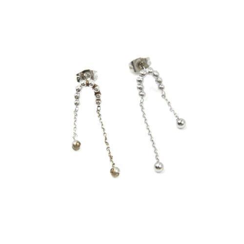 Boucles-dOreilles-Fer-a-Cheval-Billes-et-Chaines-Acier-Argente