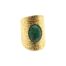 Bague-Manchette-Motif-Ecailles-Acier-Dore-avec-Pierre-Ovale-Verte