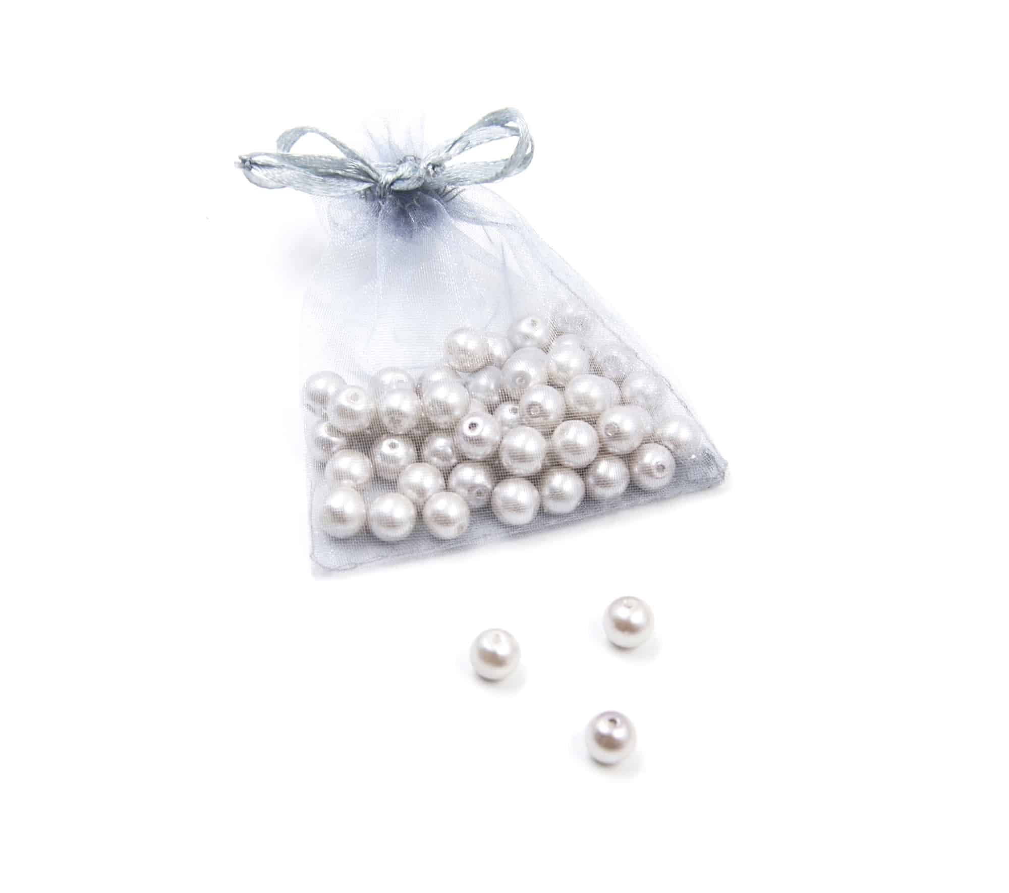 Perles-Nacre-et-Acrylique-8mm-a-Enfiler-Couleur-Blanc-Gris-50-Perles
