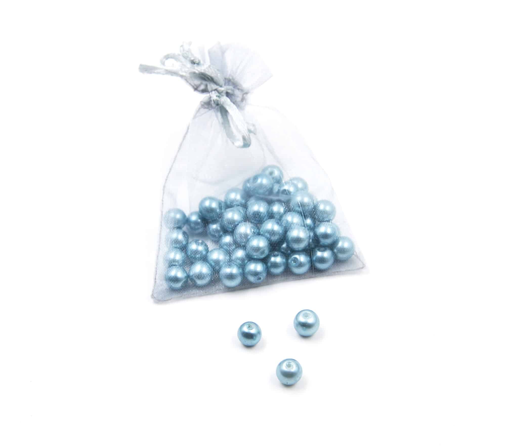 Perles-Nacre-et-Acrylique-8mm-a-Enfiler-Couleur-Bleu-Gris-50-Perles
