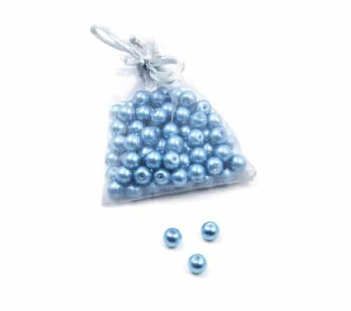 Perles-Nacre-et-Acrylique-8mm-a-Enfiler-Couleur-Bleu-Metal-100-Perles