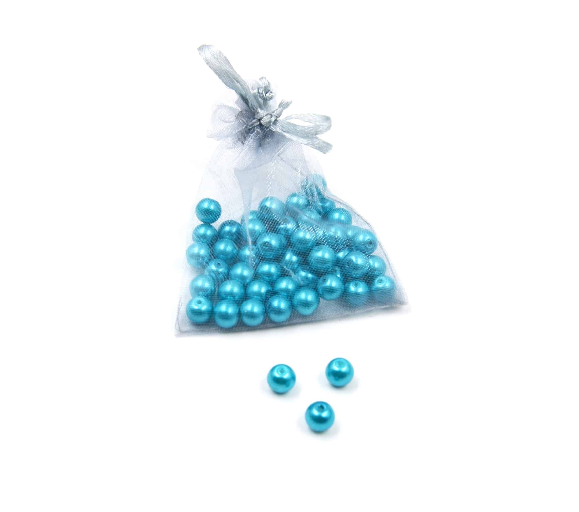 Perles-Nacre-et-Acrylique-8mm-a-Enfiler-Couleur-Bleu-Canard-50-Perles