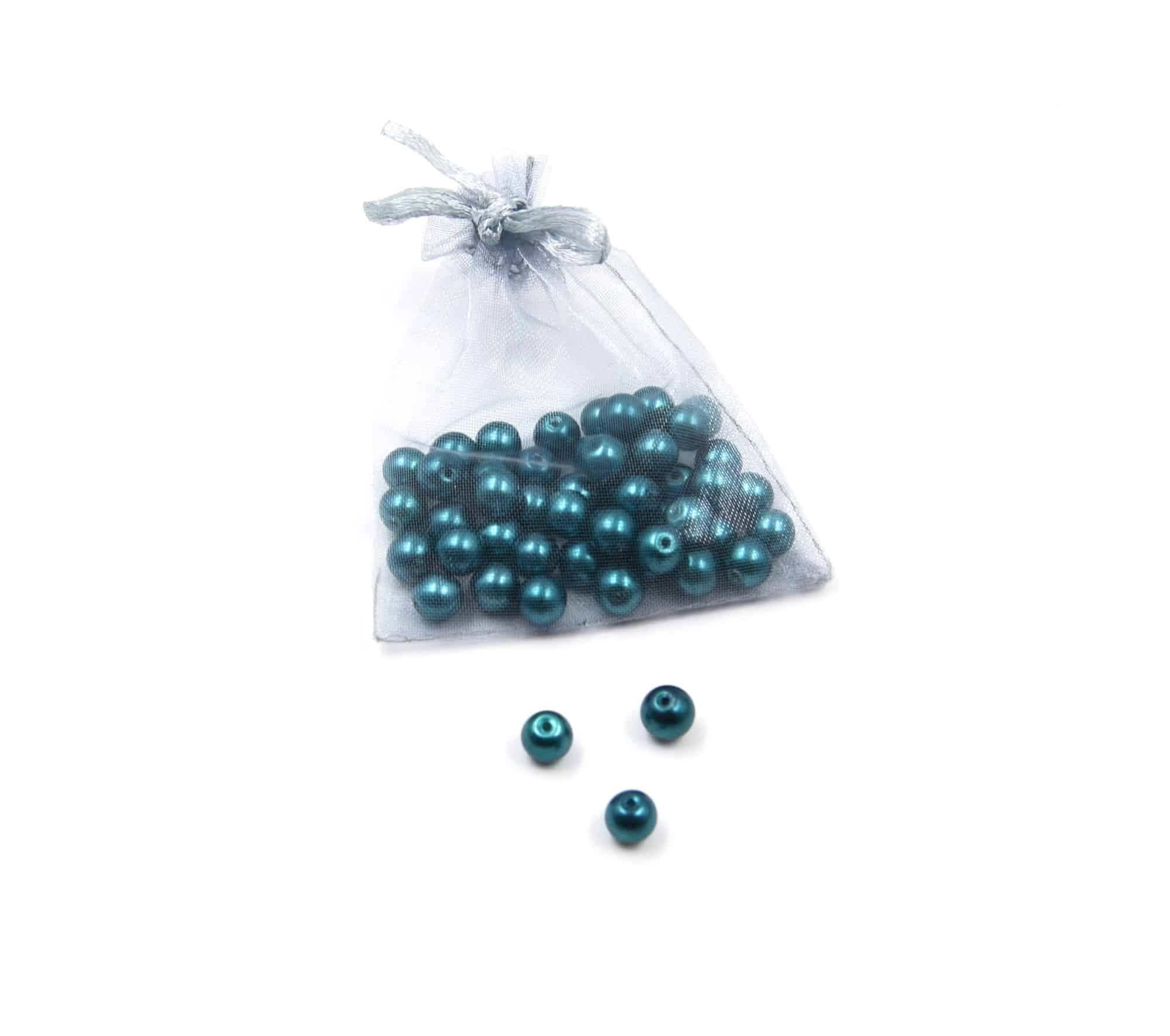 Perles-Nacre-et-Acrylique-8mm-a-Enfiler-Couleur-Bleu-Petrole-50-Perles