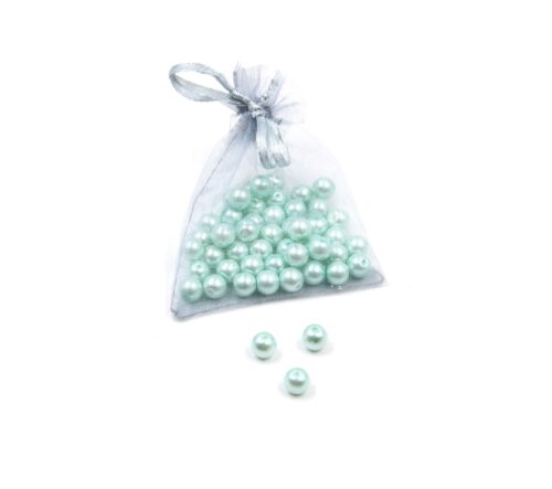 Perles-Nacre-et-Acrylique-8mm-a-Enfiler-Couleur-Vert-Menthe-Pale-50-Perles