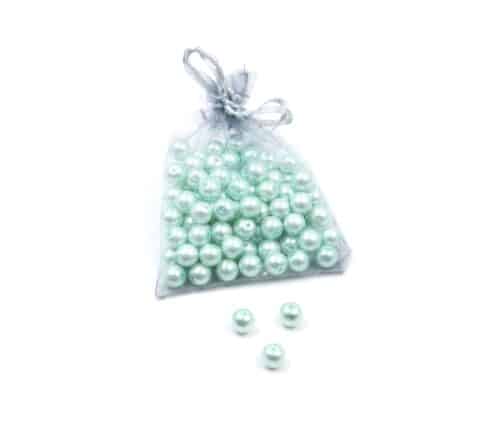 Perles-Nacre-et-Acrylique-8mm-a-Enfiler-Couleur-Vert-Menthe-Pale-100-Perles