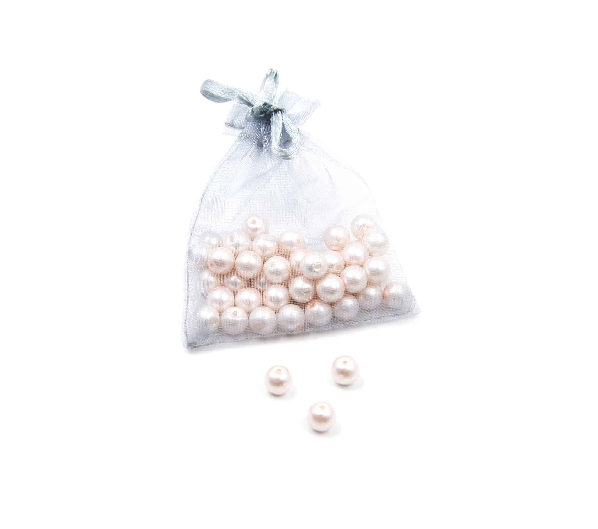 Perles-Nacre-et-Acrylique-8mm-a-Enfiler-Couleur-Rose-Saumon-Pale-50-Perles