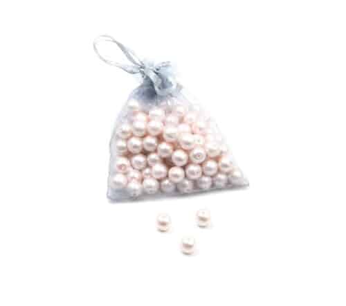 Perles-Nacre-et-Acrylique-8mm-a-Enfiler-Couleur-Rose-Saumon-Pale-100-Perles