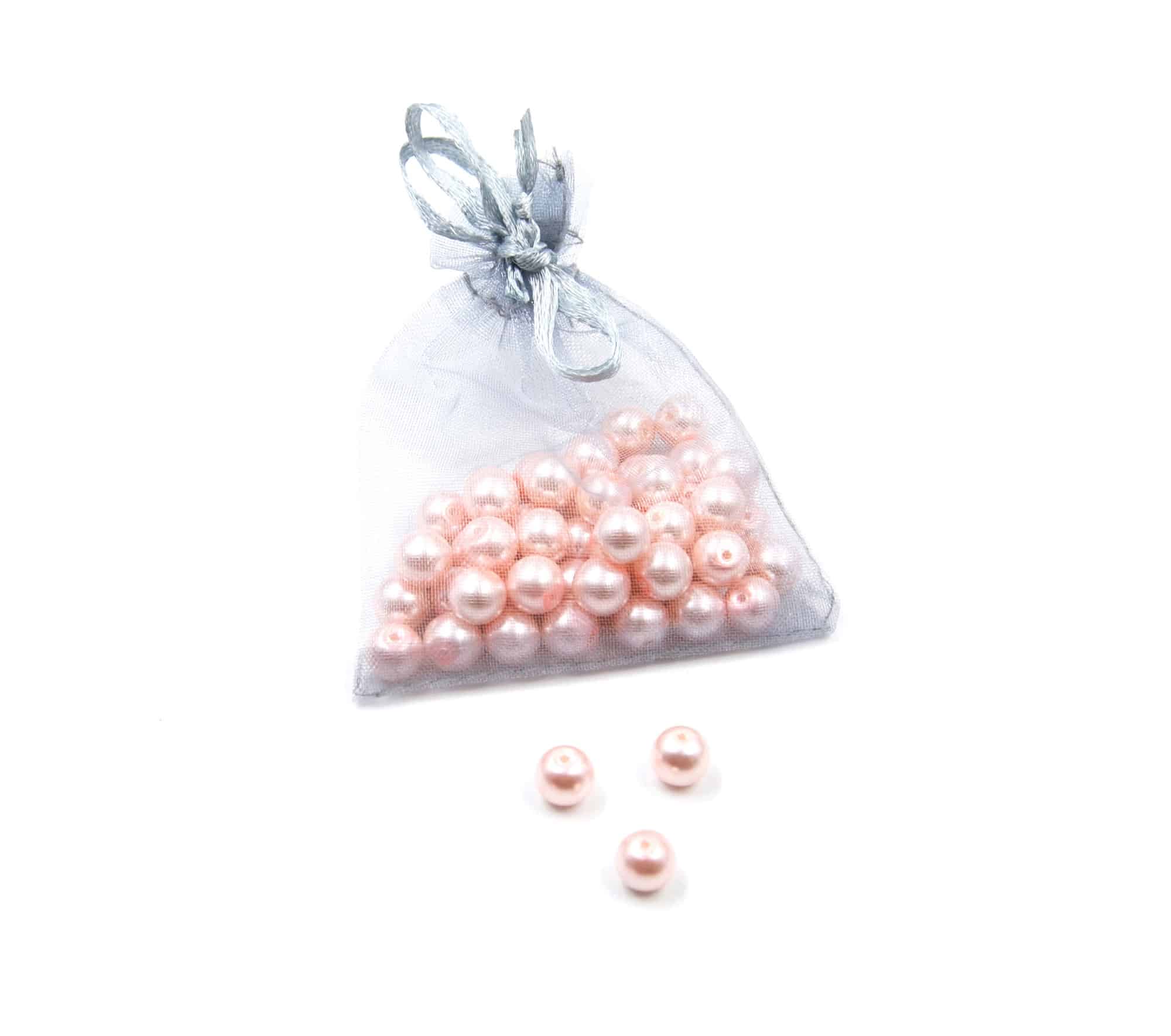 Perles-Nacre-et-Acrylique-8mm-a-Enfiler-Couleur-Rose-Saumon-50-Perles