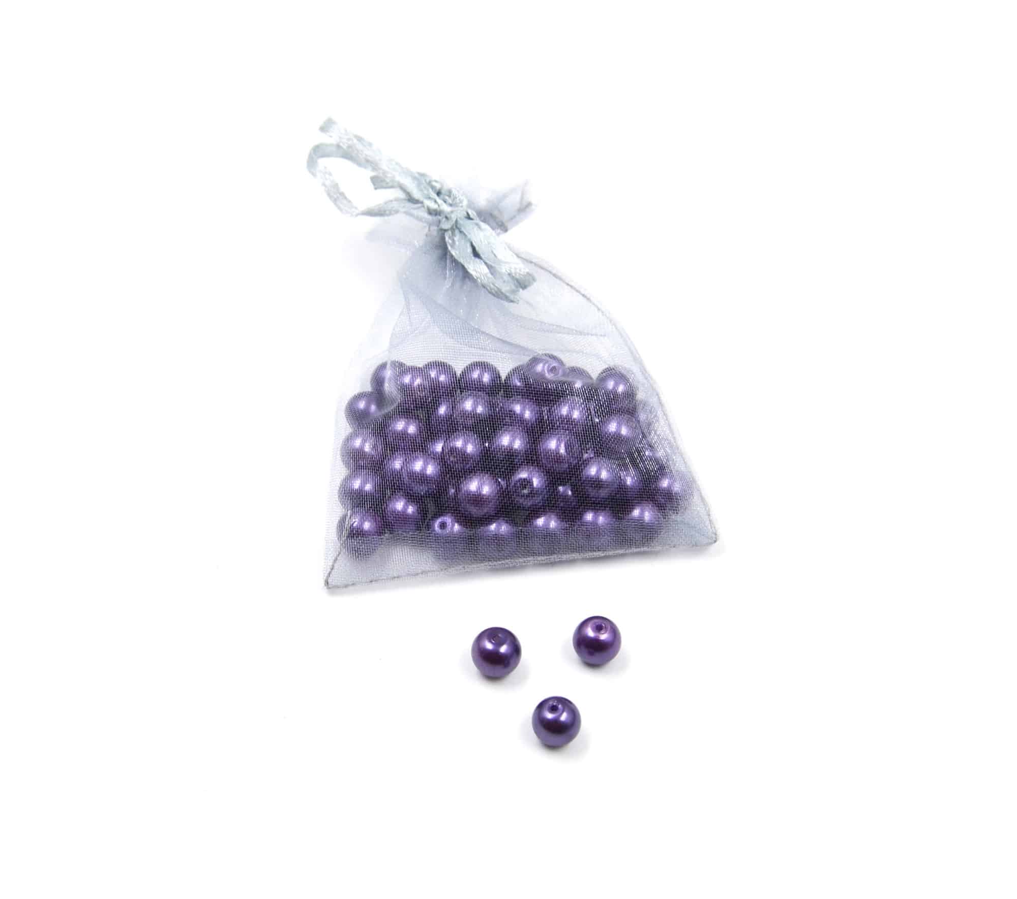 Perles-Nacre-et-Acrylique-8mm-a-Enfiler-Couleur-Violet-50-Perles