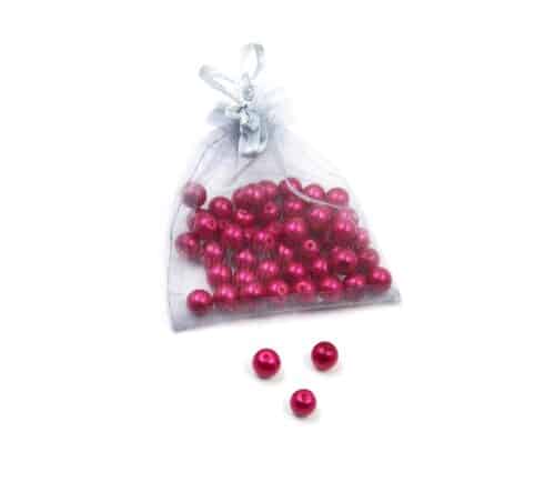 Perles-Nacre-et-Acrylique-8mm-a-Enfiler-Couleur-Fuchsia-50-Perles