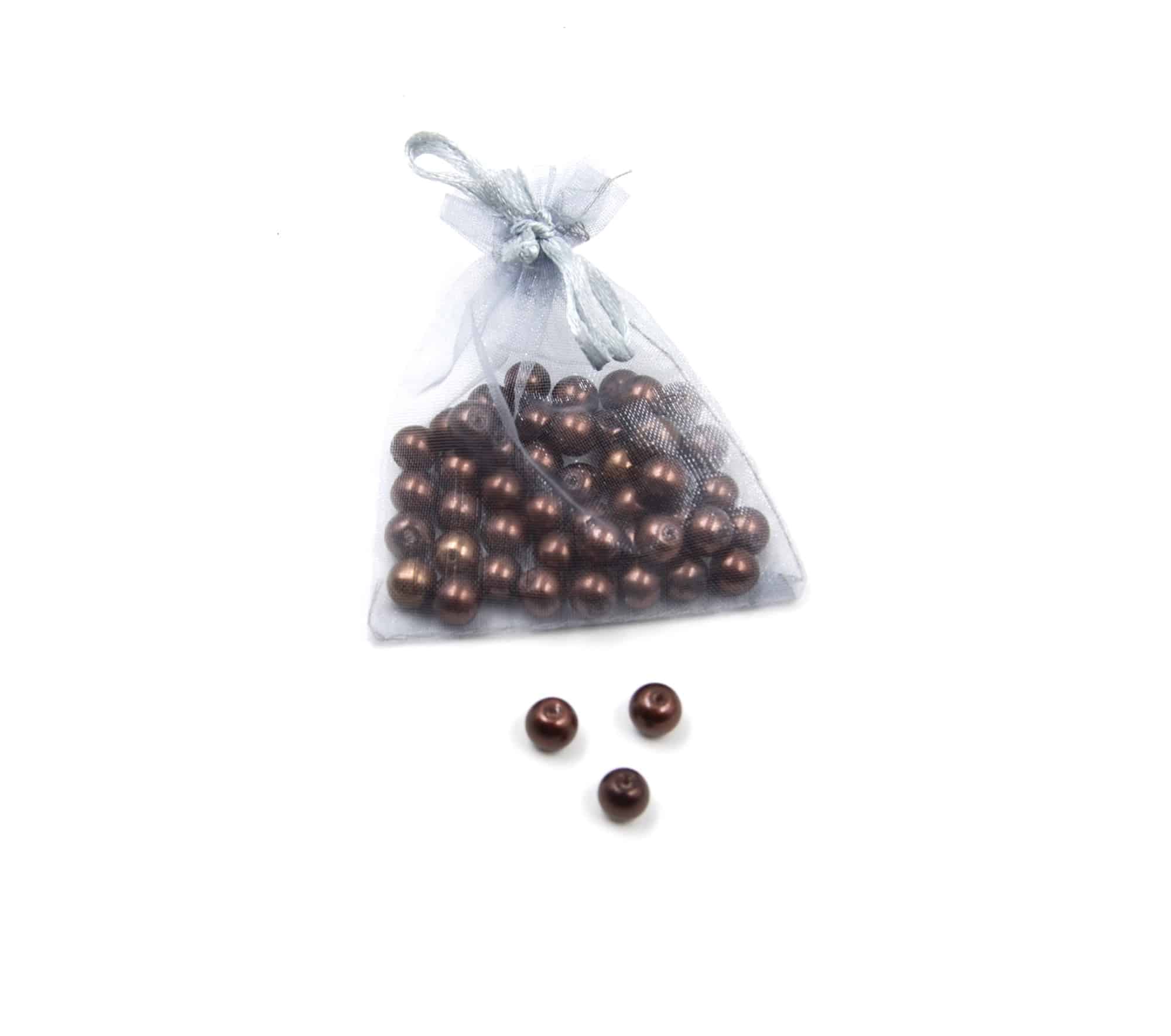 Perles-Nacre-et-Acrylique-8mm-a-Enfiler-Couleur-Marron-Chocolat-50-Perles