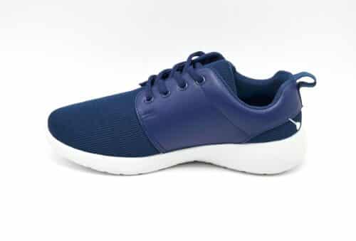 Baskets-Running-Sneakers-Uni-Toile-et-Imitation-Cuir-Bleu-Marine