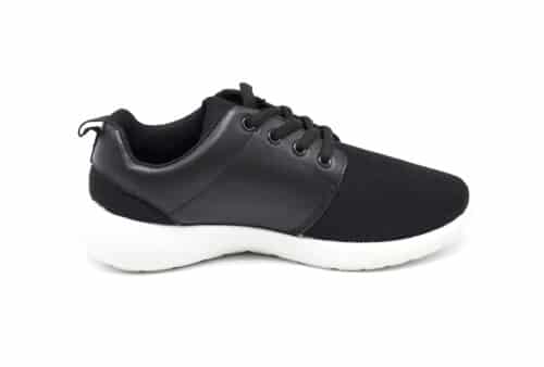 Baskets-Running-Sneakers-Uni-Toile-et-Imitation-Cuir-Noir