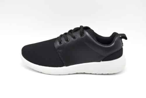 Baskets-Running-Sneakers-Uni-Toile-et-Imitation-Cuir-Noir